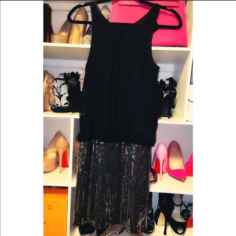 CACHÈ black sequin mini dress